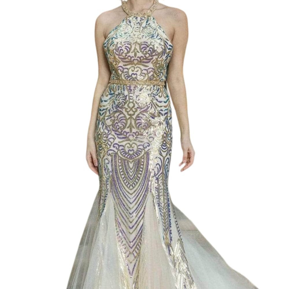 Nwt Dancing Queen 4219 Prom Dresses Champagne Size S
